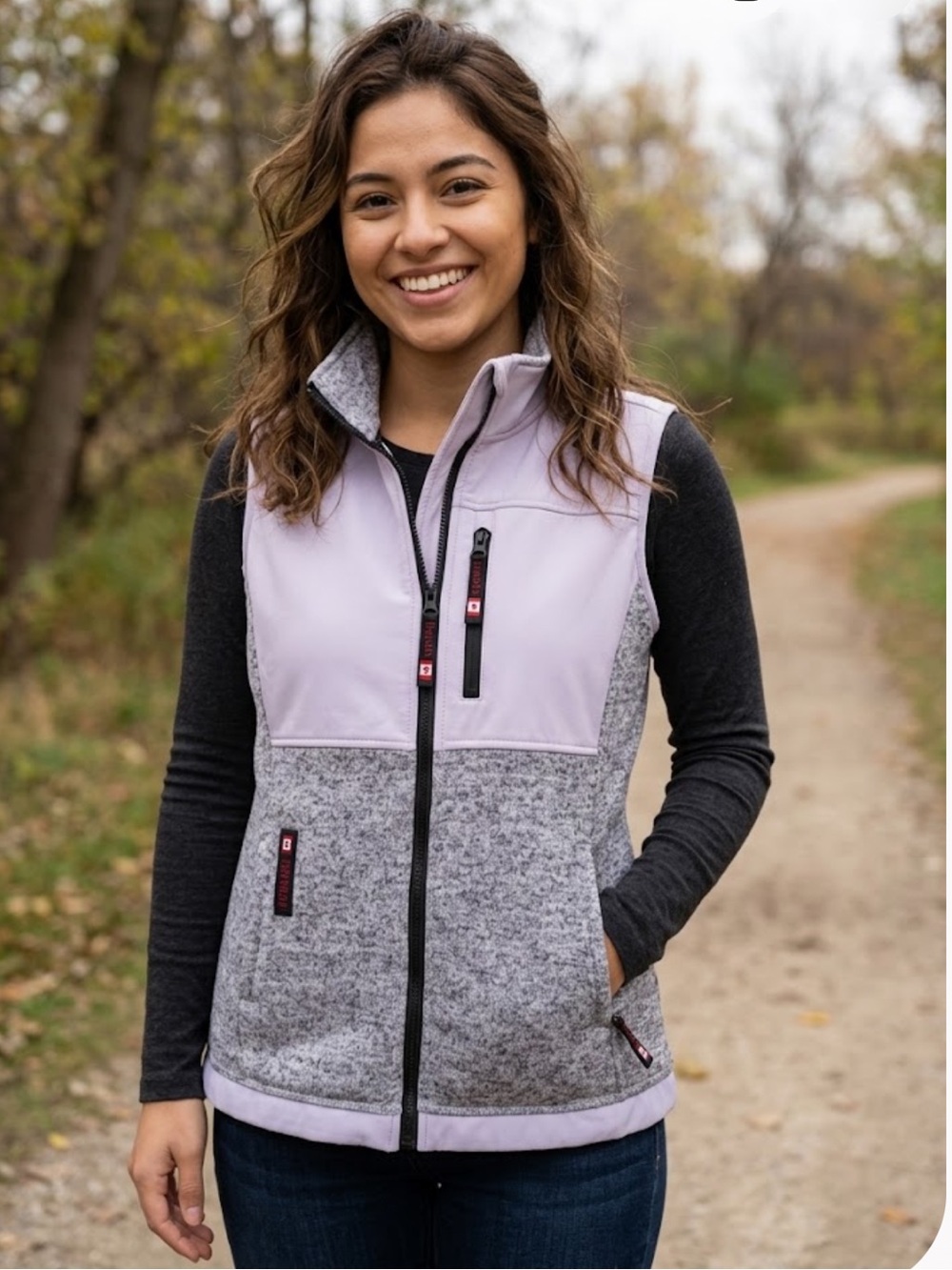 Women's Lavender & Heather Gray Sleeveless Vest with Zip Pockets